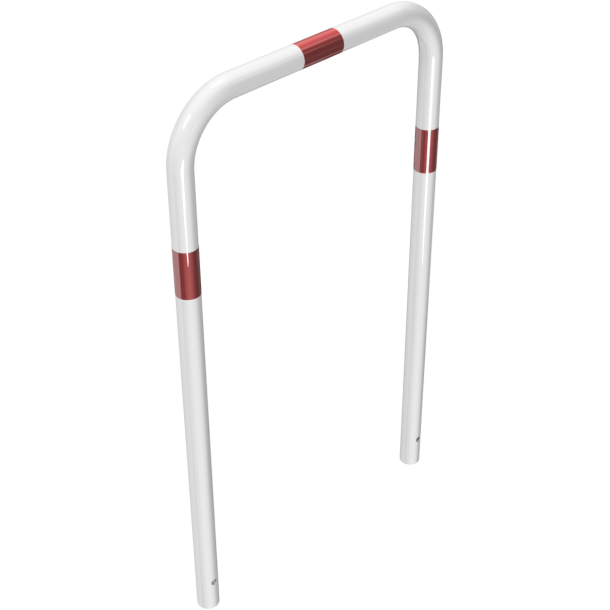 Hoop of steel tube |  48 x 2,5 mm | without cross bar | for casting in concrete | total width 700 mm | total height 1200 mm | hot-dip galvanized and white coatedwith red reflecting stripes